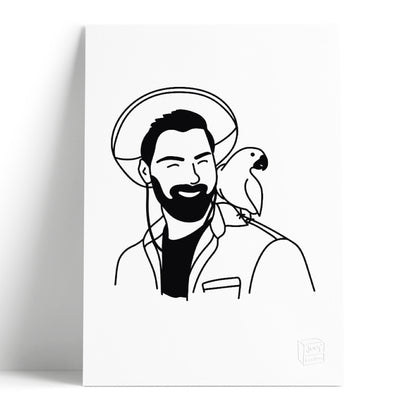 Portrait en buste avec animal